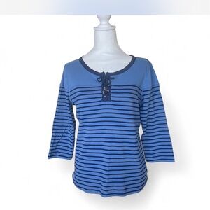 Ralph Lauren Blue and Black Striped Long Sleeve Top